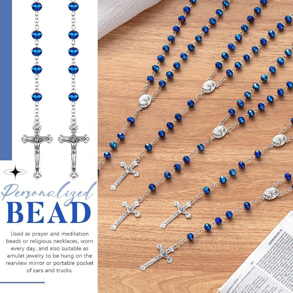 12 Pcs Catholic Rosary Beads Necklace with Cross Prayer Gifts with Organza Bags - Picture 5 of 7